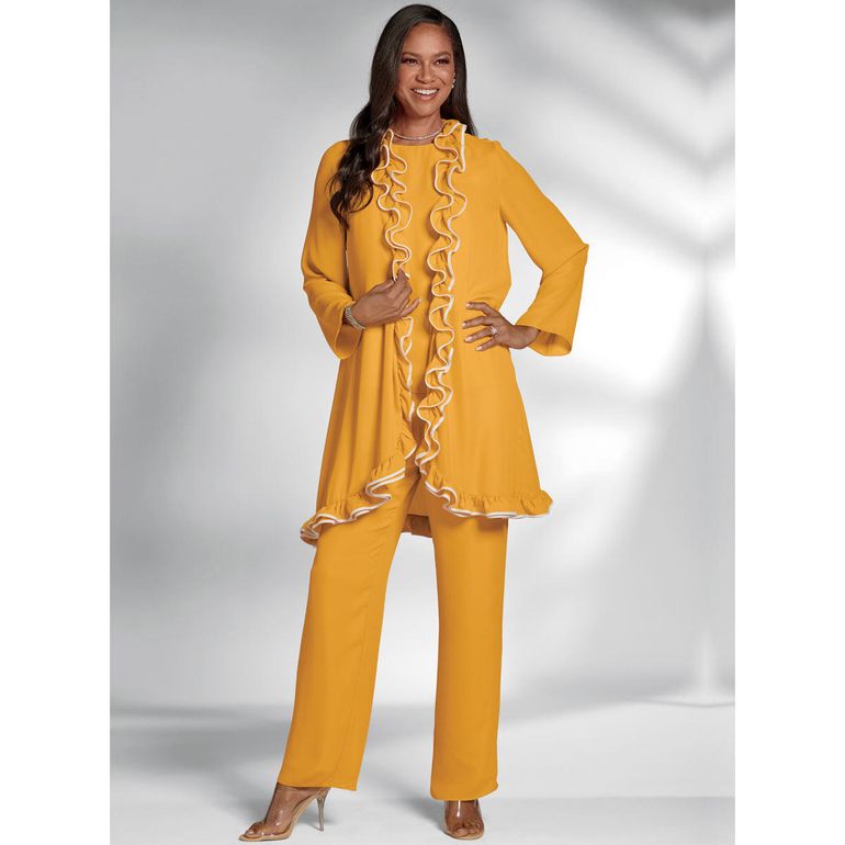 Richly Ruffled 3-Pc. Pantset by Studio EY