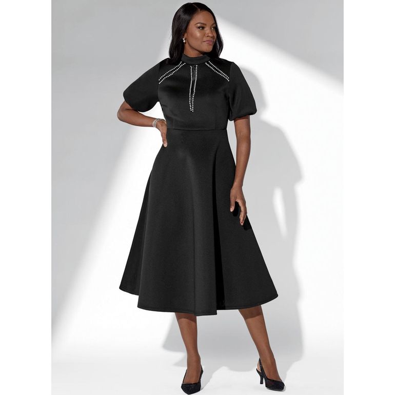 Essence of Elegance Fit-and-Flare Midi Dress by EY Boutique