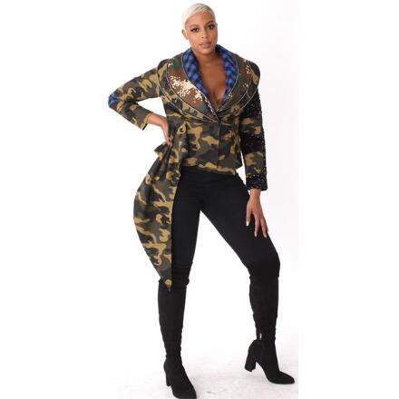 Asymmetric Camo Jacket by For Her NYC