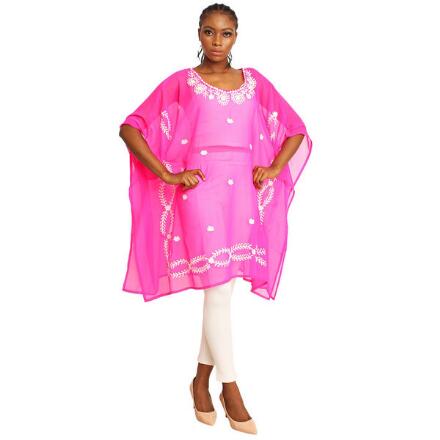 Flurry of Fleurs Embroidered Georgette Tunic by Sante
