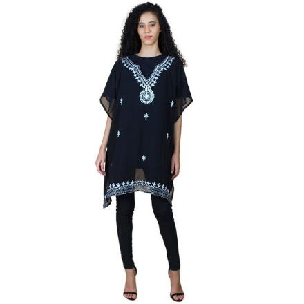 Embroidered Borders Georgette Tunic by Sante