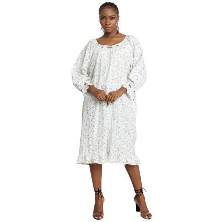 Delicately Detailed Floral Cotton Nightgown by Sante