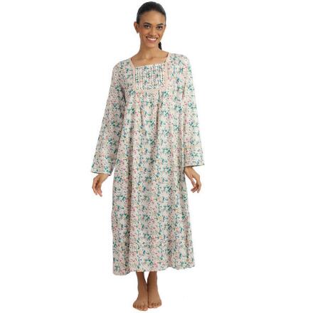 Field Flowers Pintucked Long-Sleeved Cotton Nightgown by Sante