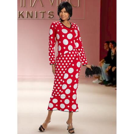 Dot Jacquard Knit Dress by Donna Vinci