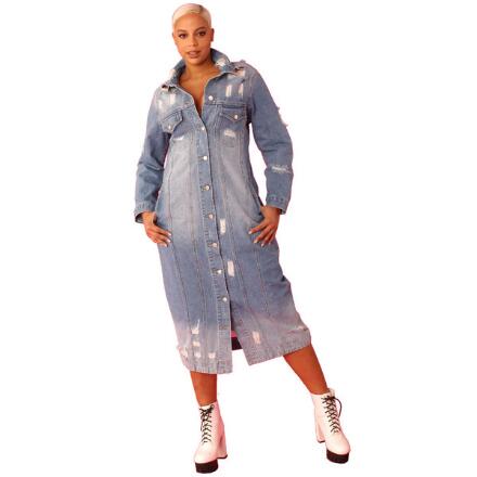 Denim Duster with Lettering by For Her NYC