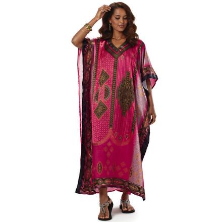 Eclectic Print Silky Long Caftan by EY Signature