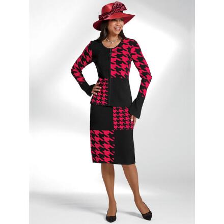 Chic Checkerboard Knit Suit by EY Boutique