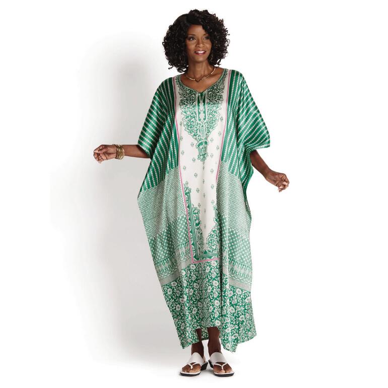 Emeraldine Print Silky Long Caftan by EY Signature | Especially Yours