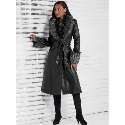 Touch of Luxury Faux-Leather Coat by Studio EY