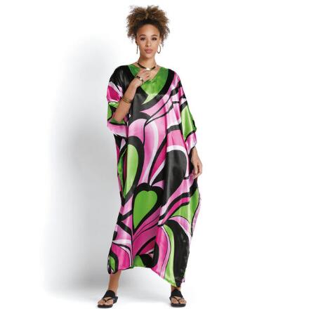 Swirlify Print Silky Long Caftan by EY Signature