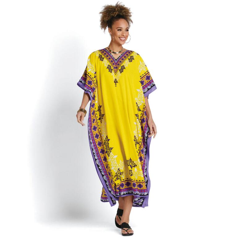 Luxotic Print Microfiber Long Caftan by EY Signature