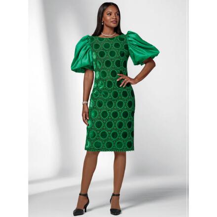 Luxurious Textures Pouf-Sleeve Dress by EY Boutique