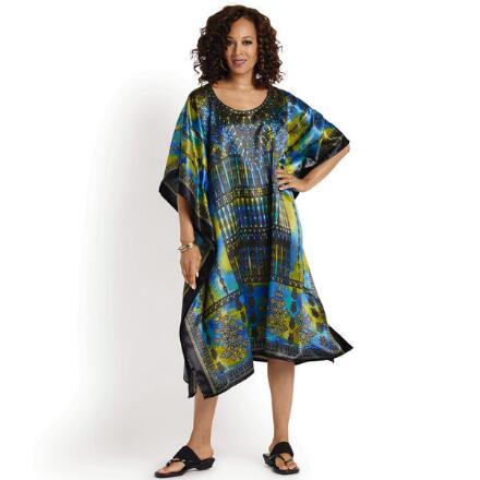 Pacifica Print Silky Short Caftan by EY Signature