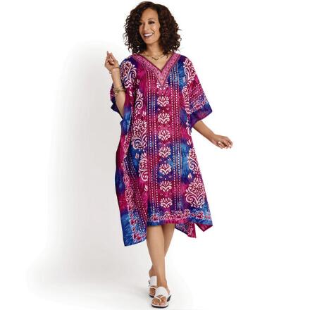 Staycation Print Microfiber Short Caftan by EY Signature