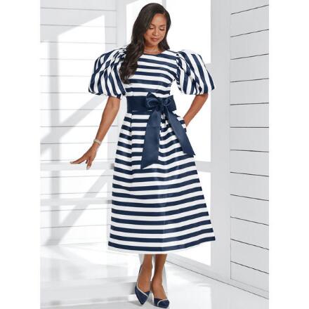 Stripes of Elegance Dress by EY Boutique