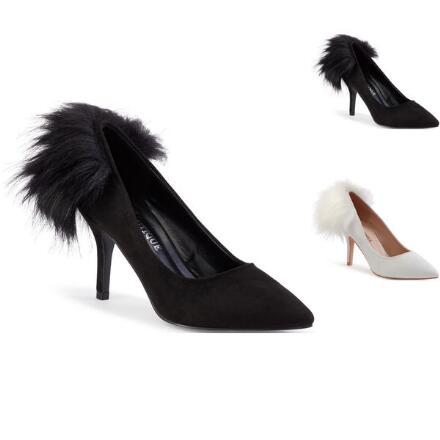 Faux Sueded and Fur Pump by EY Boutique