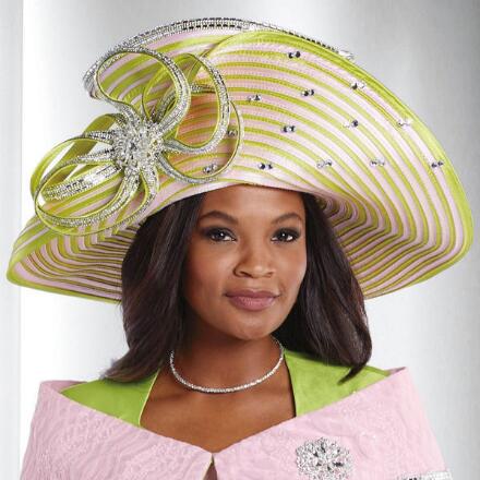Two-Tone Lace and Pearls Church Hat by Lisa Rene Black Label
