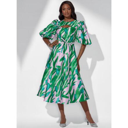 Believe in Leaves Midi-Length Fit-and-Flare Dress by EY Boutique