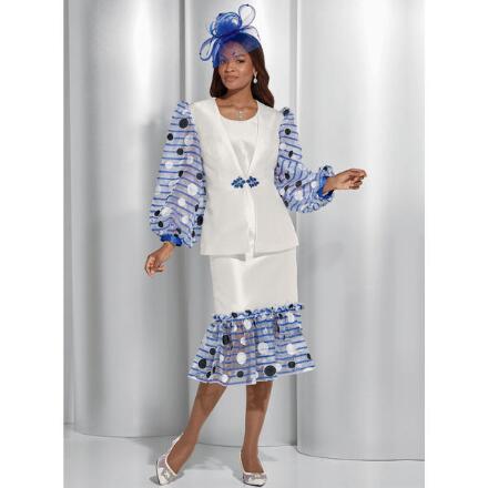 Dot Balloon-Sleeve Women's 3-Pc. Suit by EY Boutique